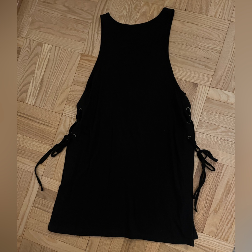 Black Tank Top with Side Ties - Picture 4 of 6